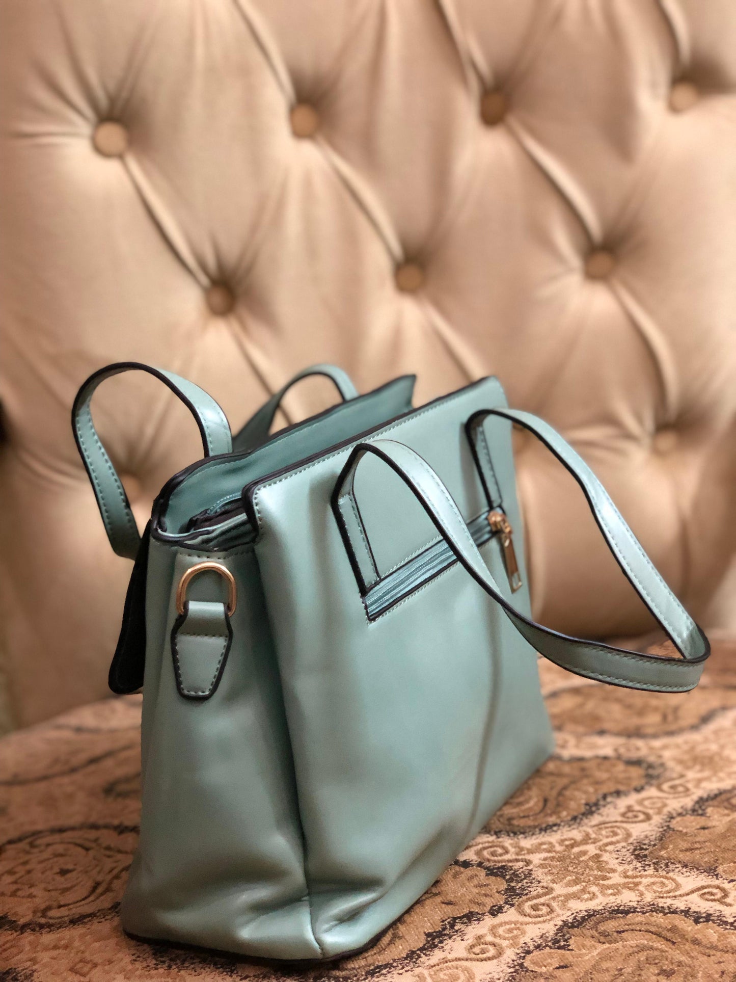 Sage Handcrafted Quilted Handbag | Affordable Fashion Handbags