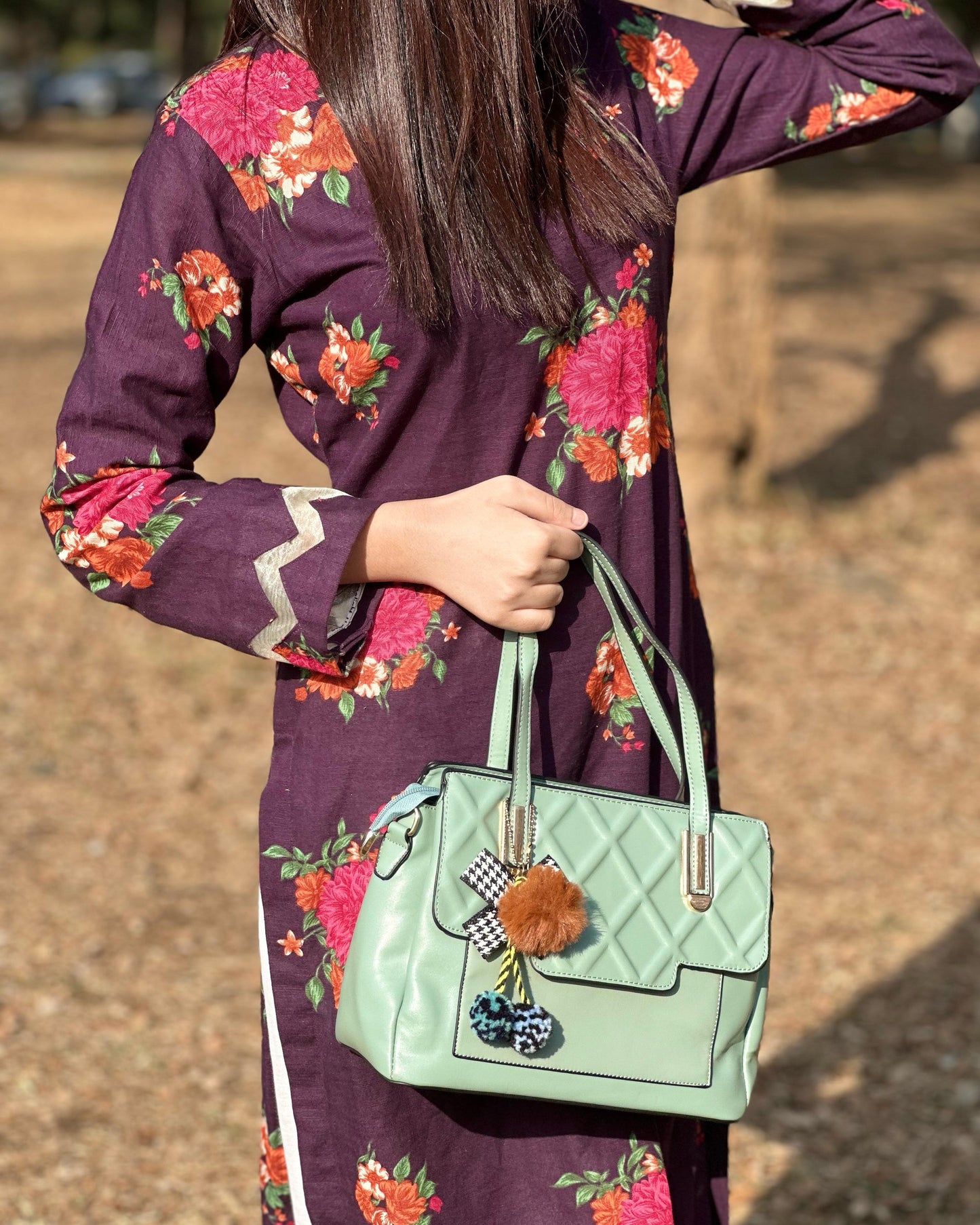 Sage Handcrafted Quilted Handbag | Affordable Fashion Handbags